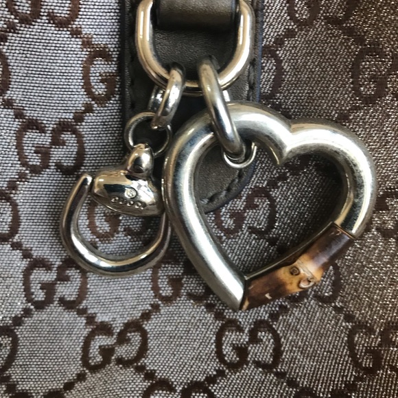 GUCCI Beige Metallic GG Canvas Heart-Bit Top Handle Bag - Picture 8 of 16